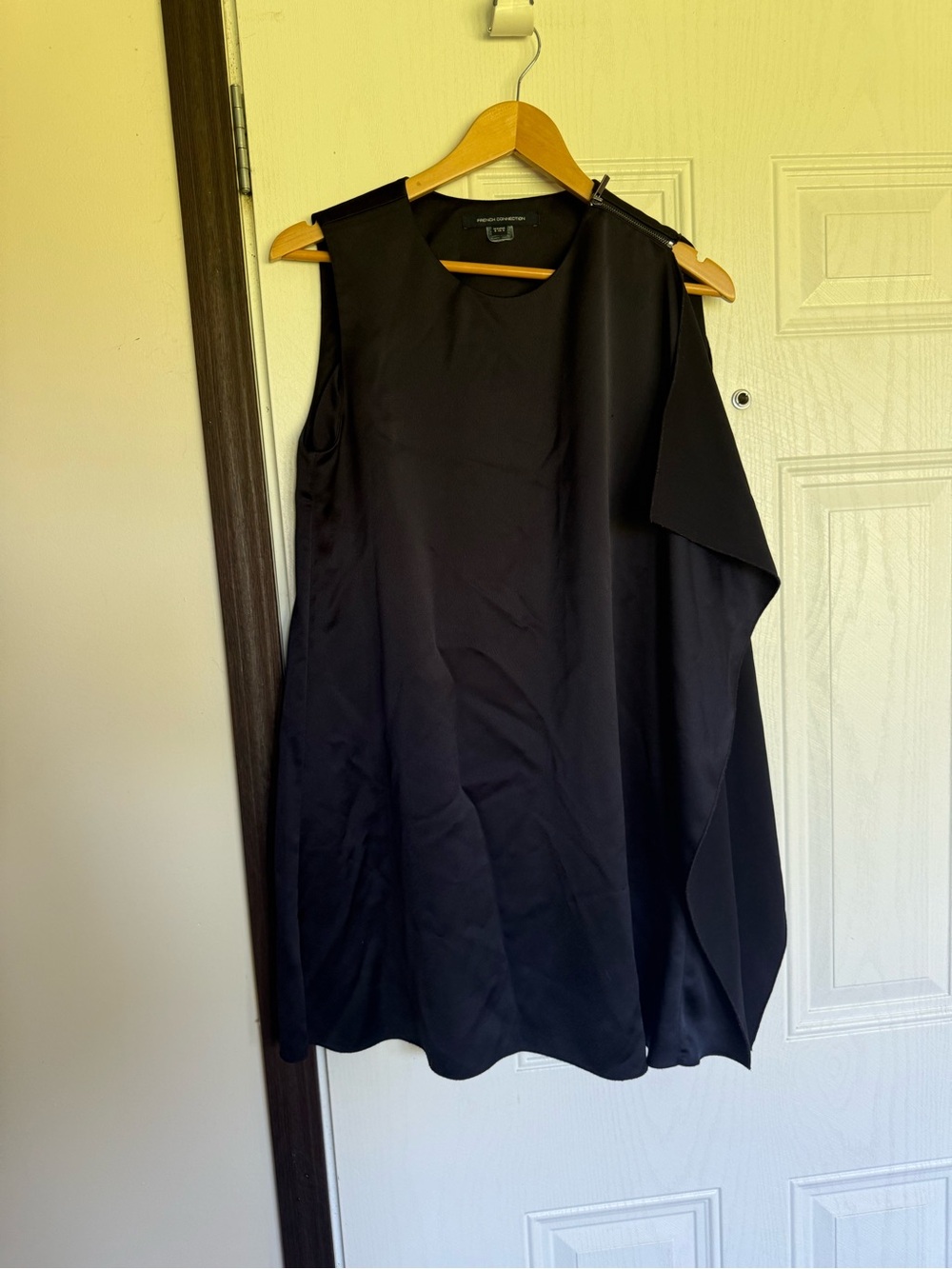 2 for $30 sale: Navy blue French connection asymmetrical shoulder zip shift dres